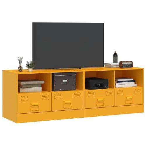 Meubles TV 2 pcs jaune moutarde 67x39x44 cm acier - Photo n°3; ?>