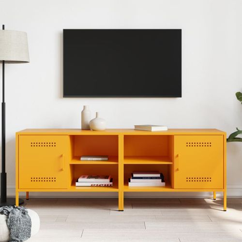 Meubles TV 2 pcs jaune moutarde 68x39x50,5 cm acier - Photo n°3; ?>