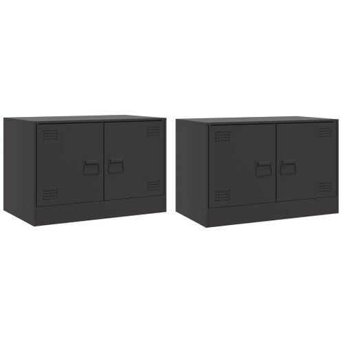 Meubles TV 2 pcs noir 67x39x44 cm acier - Photo n°2; ?>