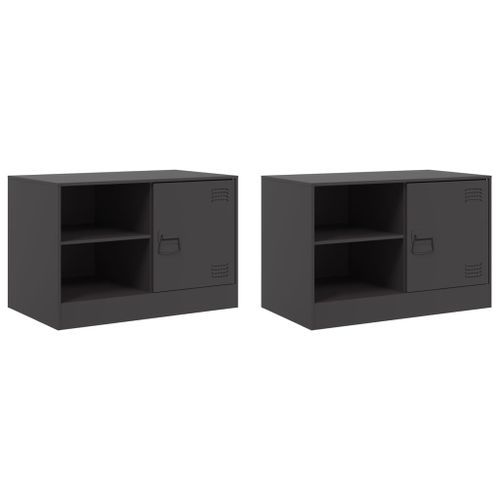 Meubles TV 2 pcs noir 67x39x44 cm acier - Photo n°2; ?>