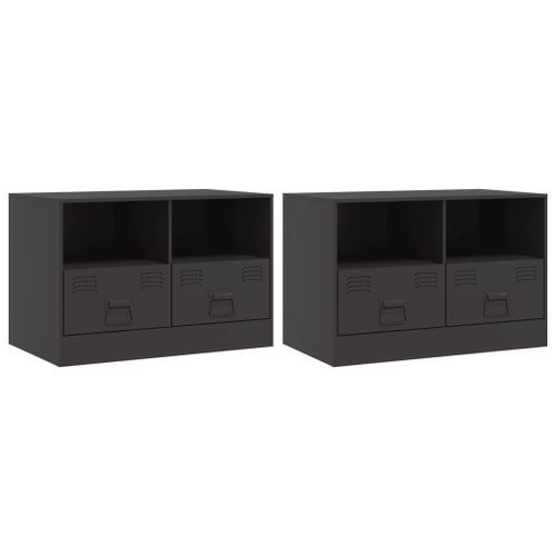 Meubles TV 2 pcs noir 67x39x44 cm acier - Photo n°2; ?>