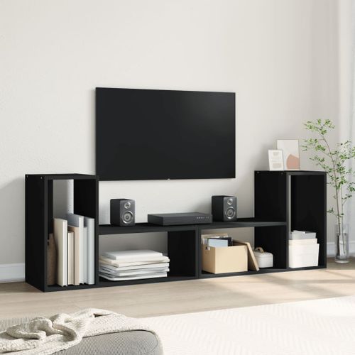 Meubles TV 2 pcs noir 75x30x50 cm bois d'ingénierie - Photo n°3; ?>