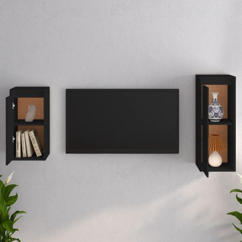 Meubles TV 2 pcs Noir Bois massif de pin - Photo n°3; ?>