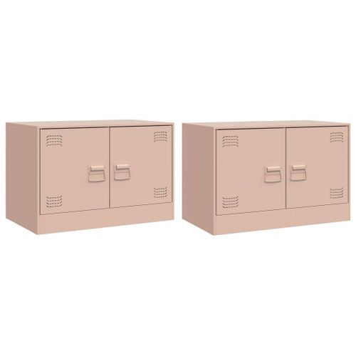 Meubles TV 2 pcs rose 67x39x44 cm acier - Photo n°2; ?>