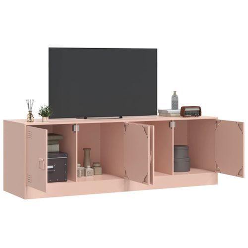 Meubles TV 2 pcs rose 67x39x44 cm acier - Photo n°3; ?>