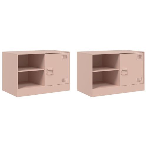 Meubles TV 2 pcs rose 67x39x44 cm acier - Photo n°2; ?>