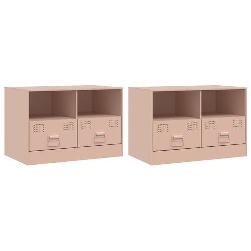 Meubles TV 2 pcs rose 67x39x44 cm acier - Photo n°2; ?>