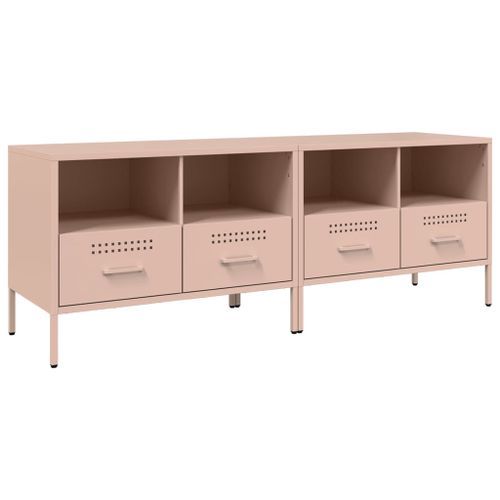 Meubles TV 2 pcs rose 68x39x50,5 cm acier laminé à froid - Photo n°2; ?>