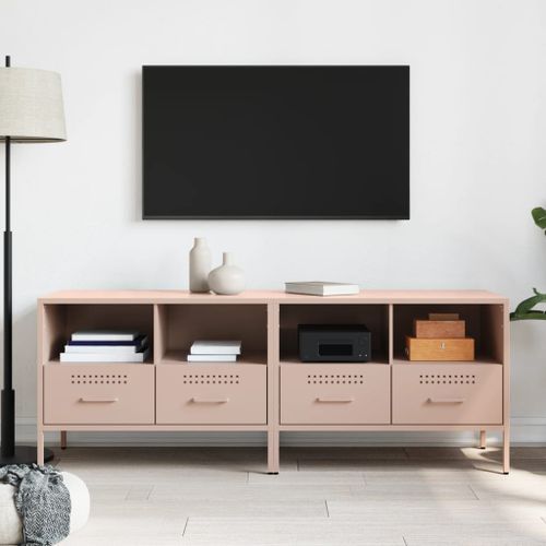 Meubles TV 2 pcs rose 68x39x50,5 cm acier laminé à froid - Photo n°3; ?>