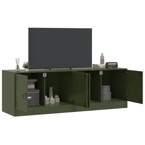 Meubles TV 2 pcs vert olive 67x39x44 cm acier - Photo n°3; ?>