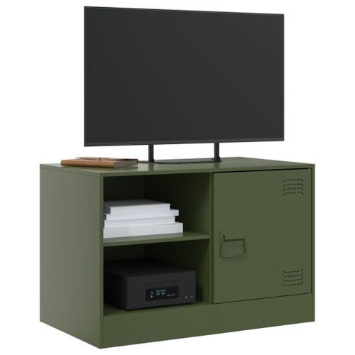 Meubles TV 2 pcs vert olive 67x39x44 cm acier - Photo n°3; ?>