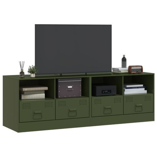 Meubles TV 2 pcs vert olive 67x39x44 cm acier - Photo n°3; ?>