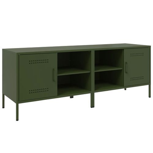 Meubles TV 2 pcs vert olive 68x39x50,5 cm acier - Photo n°2; ?>