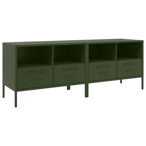 Meubles TV 2 pcs vert olive 68x39x50,5 cm acier laminé à froid - Photo n°2; ?>