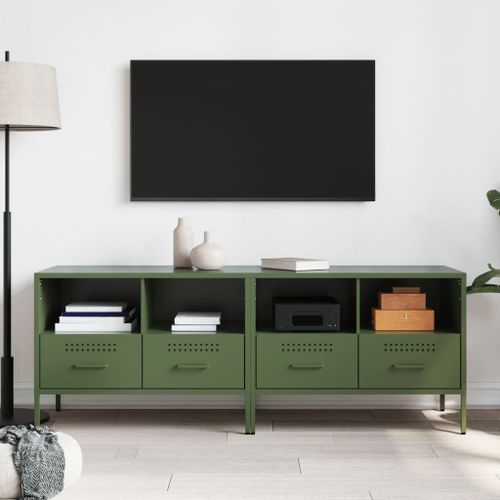 Meubles TV 2 pcs vert olive 68x39x50,5 cm acier laminé à froid - Photo n°3; ?>