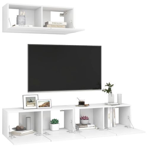 Meubles TV 3 pcs Blanc 2 - Photo n°3; ?>