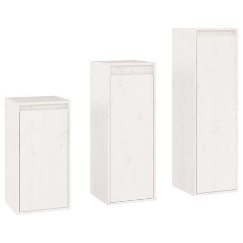 Meubles TV 3 pcs Blanc Bois massif de pin - Photo n°2; ?>