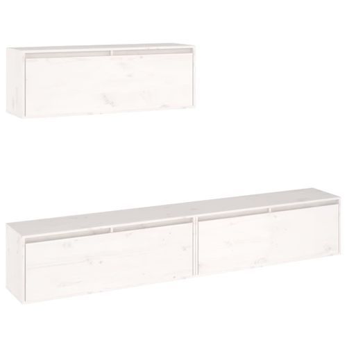 Meubles TV 3 pcs Blanc Bois massif de pin 3 - Photo n°2; ?>