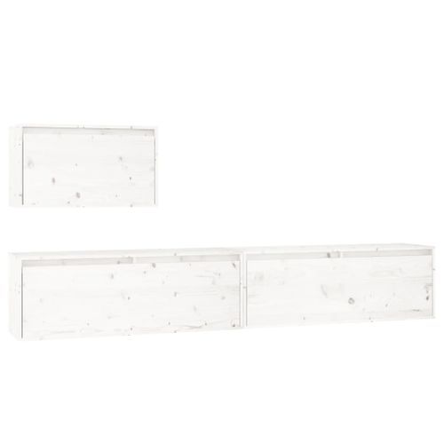 Meubles TV 3 pcs Blanc Bois massif de pin - Photo n°2; ?>