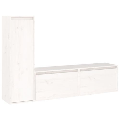 Meubles TV 3 pcs Blanc Bois massif de pin - Photo n°2; ?>