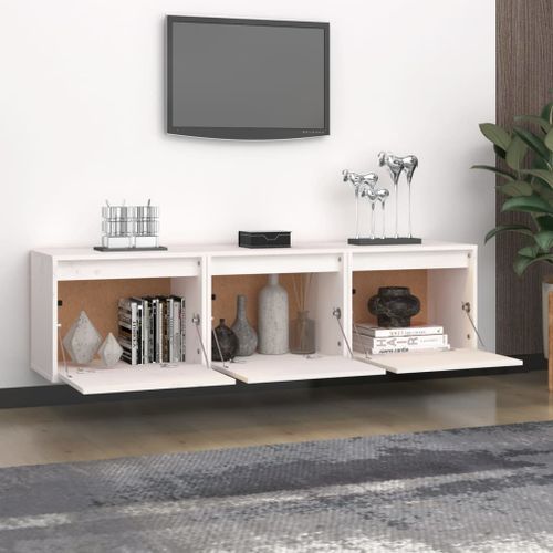 Meubles TV 3 pcs Blanc Bois massif de pin - Photo n°3; ?>