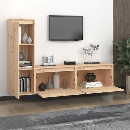 Meubles TV 3 pcs Bois massif de pin - Photo n°3; ?>