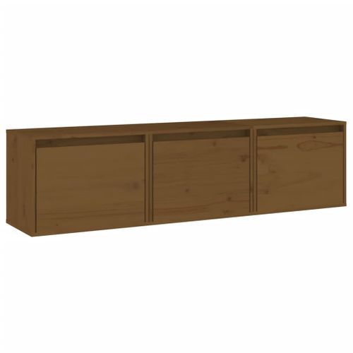 Meubles TV 3 pcs Marron miel Bois massif de pin - Photo n°2; ?>