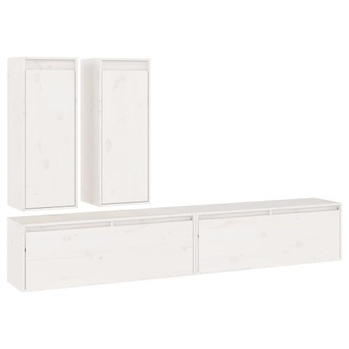 Meubles TV 4 pcs Blanc Bois massif de pin - Photo n°2; ?>