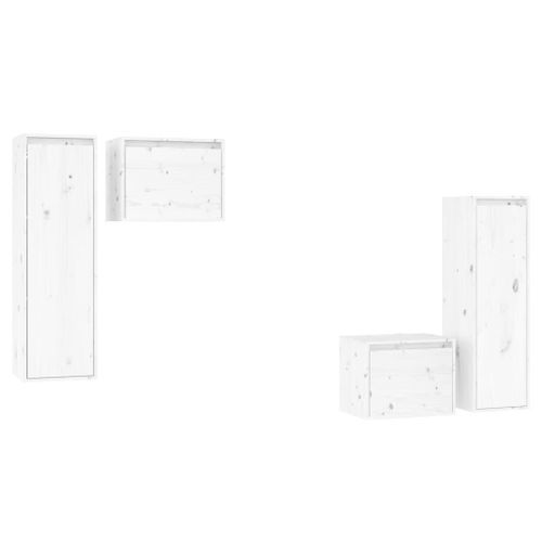 Meubles TV 4 pcs Blanc Bois massif de pin - Photo n°2; ?>