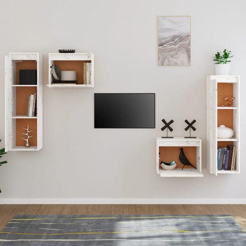 Meubles TV 4 pcs Blanc Bois massif de pin - Photo n°3; ?>