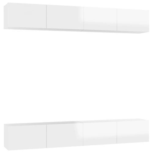 Meubles TV 4 pcs Blanc brillant 100x30x30 cm Bois d'ingénierie - Photo n°2; ?>