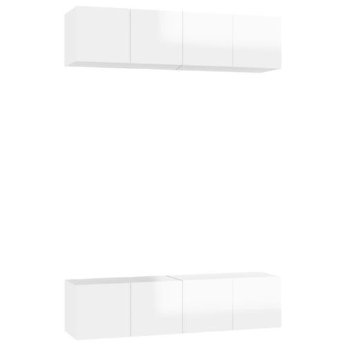 Meubles TV 4 pcs Blanc brillant 60x30x30 cm - Photo n°2; ?>