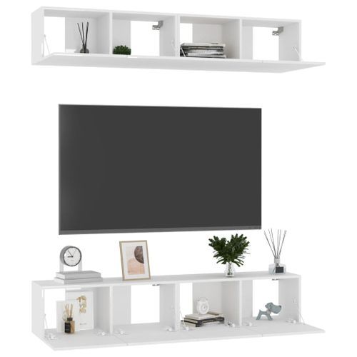 Meubles TV 4 pcs Blanc brillant 80x30x30 cm - Photo n°3; ?>