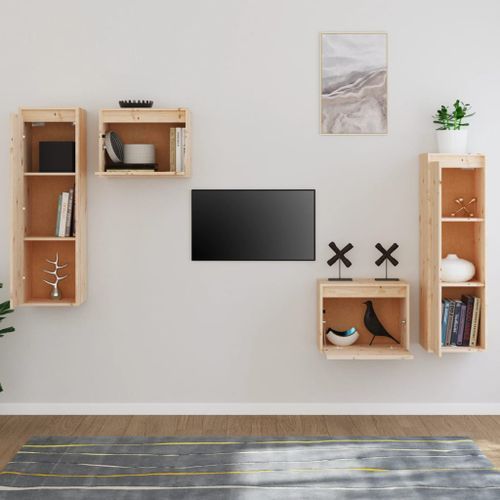 Meubles TV 4 pcs Bois massif de pin - Photo n°3; ?>