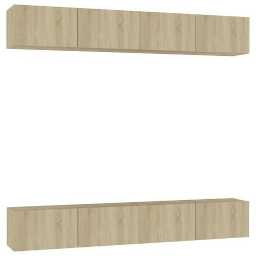 Meubles TV 4 pcs Chêne sonoma 100x30x30 cm Bois d'ingénierie - Photo n°2; ?>