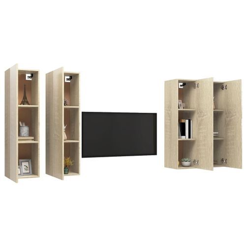 Meubles TV 4 pcs Chêne sonoma 30,5x30x110 cm - Photo n°3; ?>