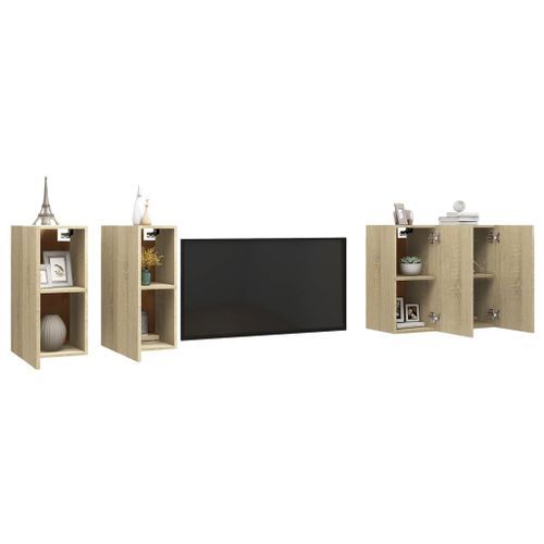 Meubles TV 4 pcs Chêne sonoma 30,5x30x60 cm - Photo n°3; ?>