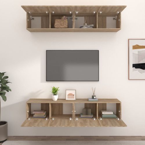 Meubles TV 4 pcs Chêne Sonoma 80x30x30 cm Bois d'ingénierie - Photo n°3; ?>