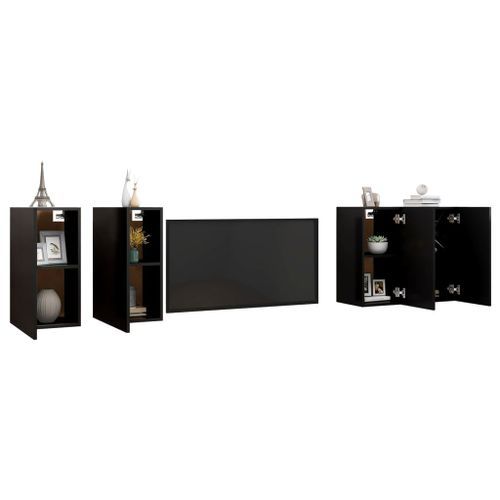 Meubles TV 4 pcs Noir 30,5x30x60 cm - Photo n°3; ?>