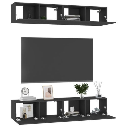 Meubles TV 4 pcs Noir 80x30x30 cm - Photo n°3; ?>