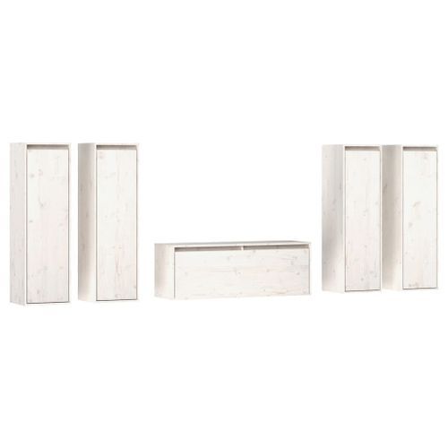 Meubles TV 5 pcs Blanc Bois massif de pin - Photo n°2; ?>