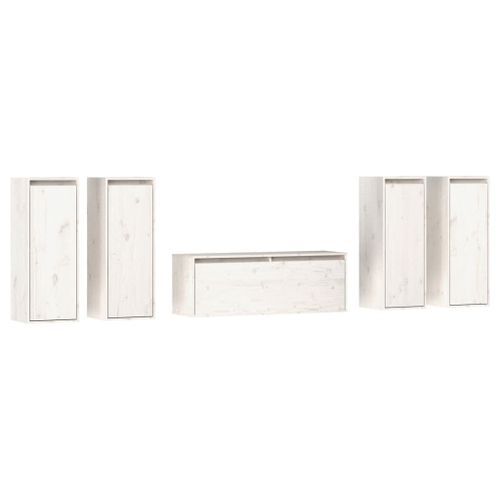 Meubles TV 5 pcs Blanc Bois massif de pin - Photo n°2; ?>