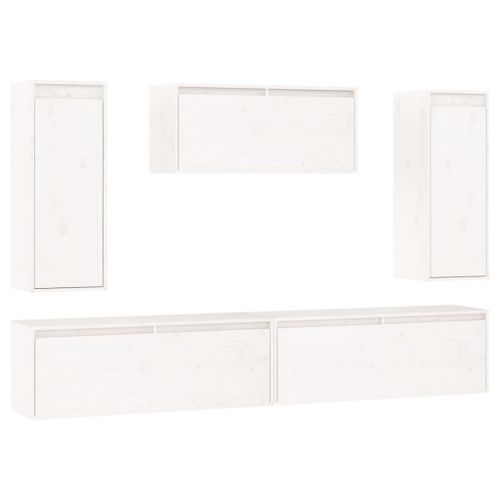 Meubles TV 5 pcs Blanc Bois massif de pin - Photo n°2; ?>