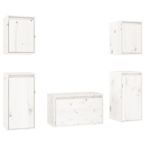 Meubles TV 5 pcs Blanc Bois massif de pin - Photo n°2; ?>