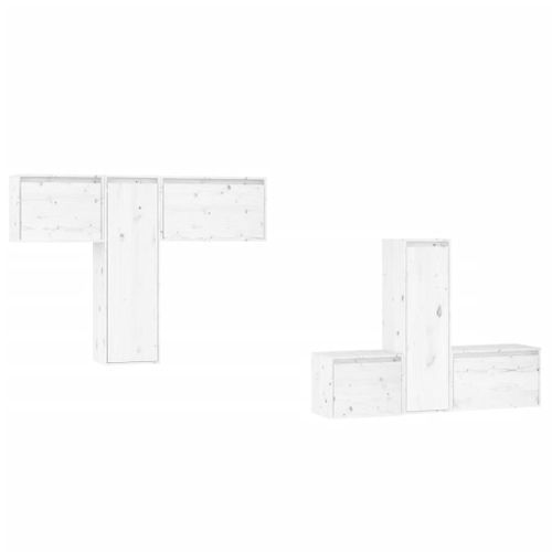 Meubles TV 6 pcs Blanc Bois massif de pin - Photo n°2; ?>