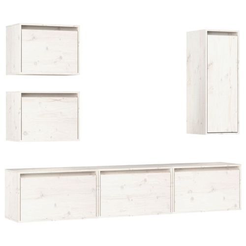 Meubles TV 6 pcs Blanc Bois massif de pin - Photo n°2; ?>