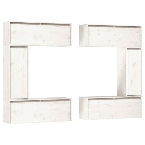 Meubles TV 6 pcs Blanc Bois massif de pin - Photo n°2; ?>