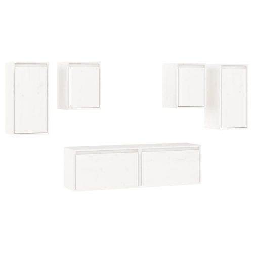 Meubles TV 6 pcs Blanc Bois massif de pin - Photo n°2; ?>