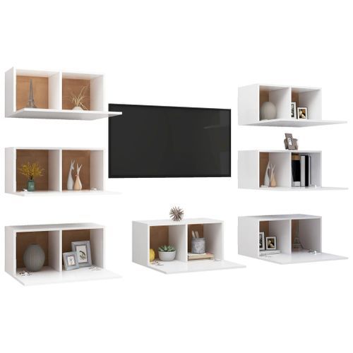 Meubles TV 7 pcs Blanc 30,5x30x60 cm - Photo n°3; ?>