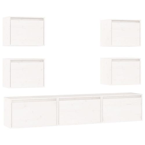 Meubles TV 7 pcs Blanc Bois massif de pin - Photo n°2; ?>